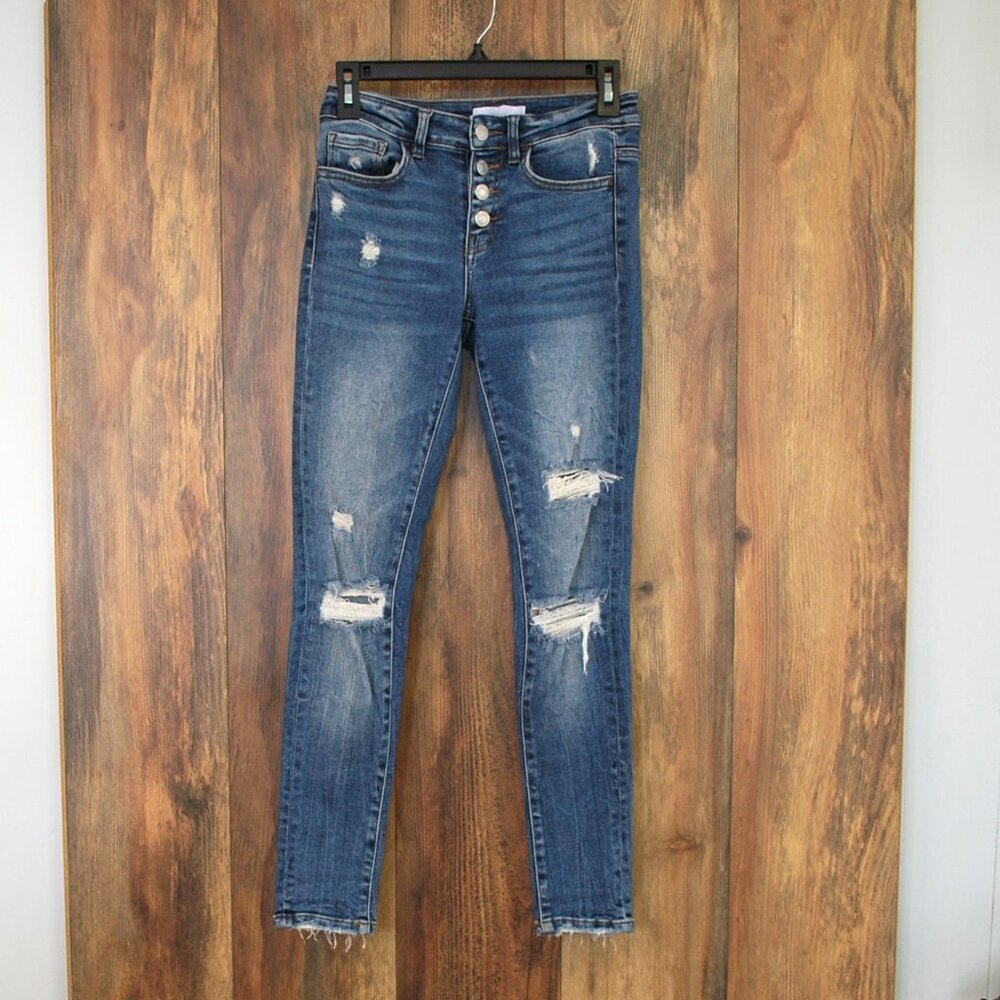 Vervet Wave Mid Rise Button Fly Skinny Jeans 24/0 - Picture 2 of 6